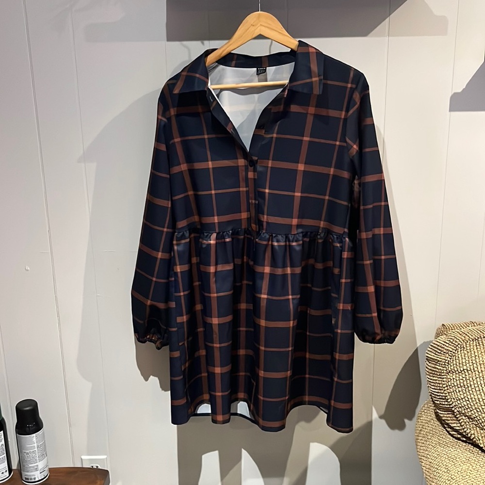 Navy and brown dress